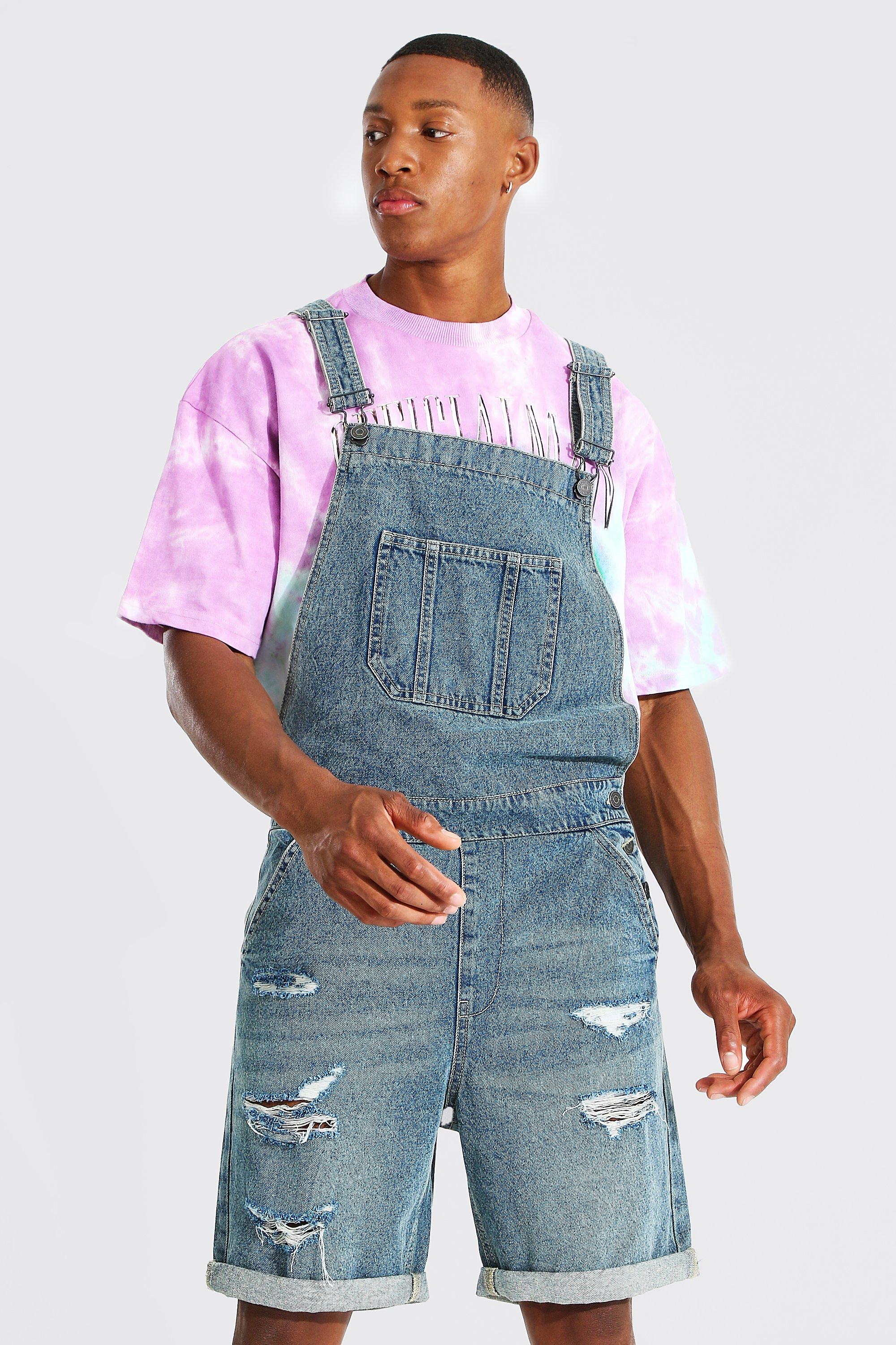 Mens short hot sale dungarees uk